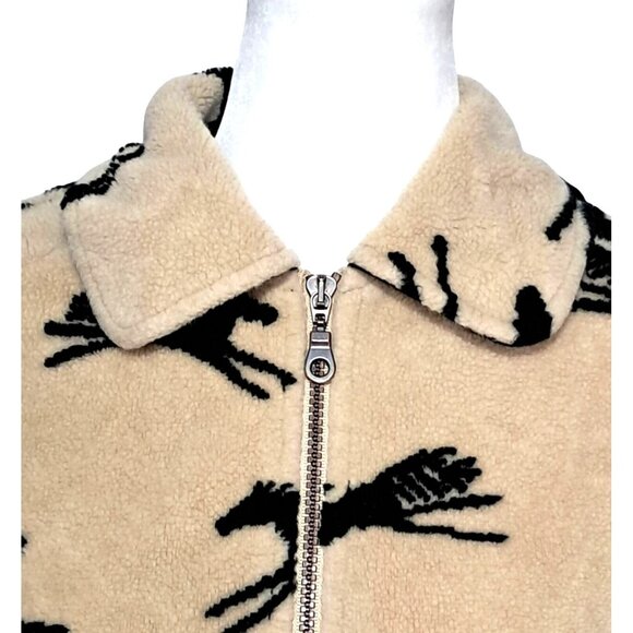 Vintage Horse Print Fleece Jacket Womens Size L by Tsunami Aztec Southwestern - Picture 4 of 13